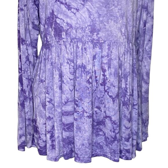Baea Purple Tie Dye Long Sleeve Babydoll Shirt Women’s Size XL New With Tags - Picture 3 of 9